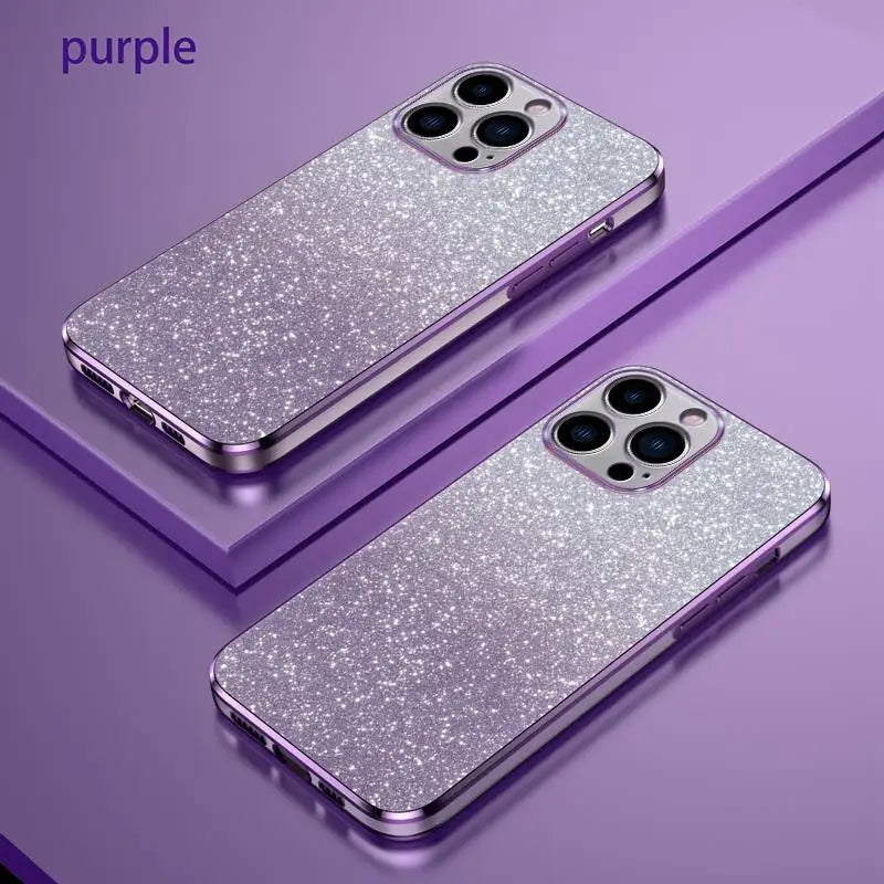 Gradient Glitter Plating Silicone Case for iPhone