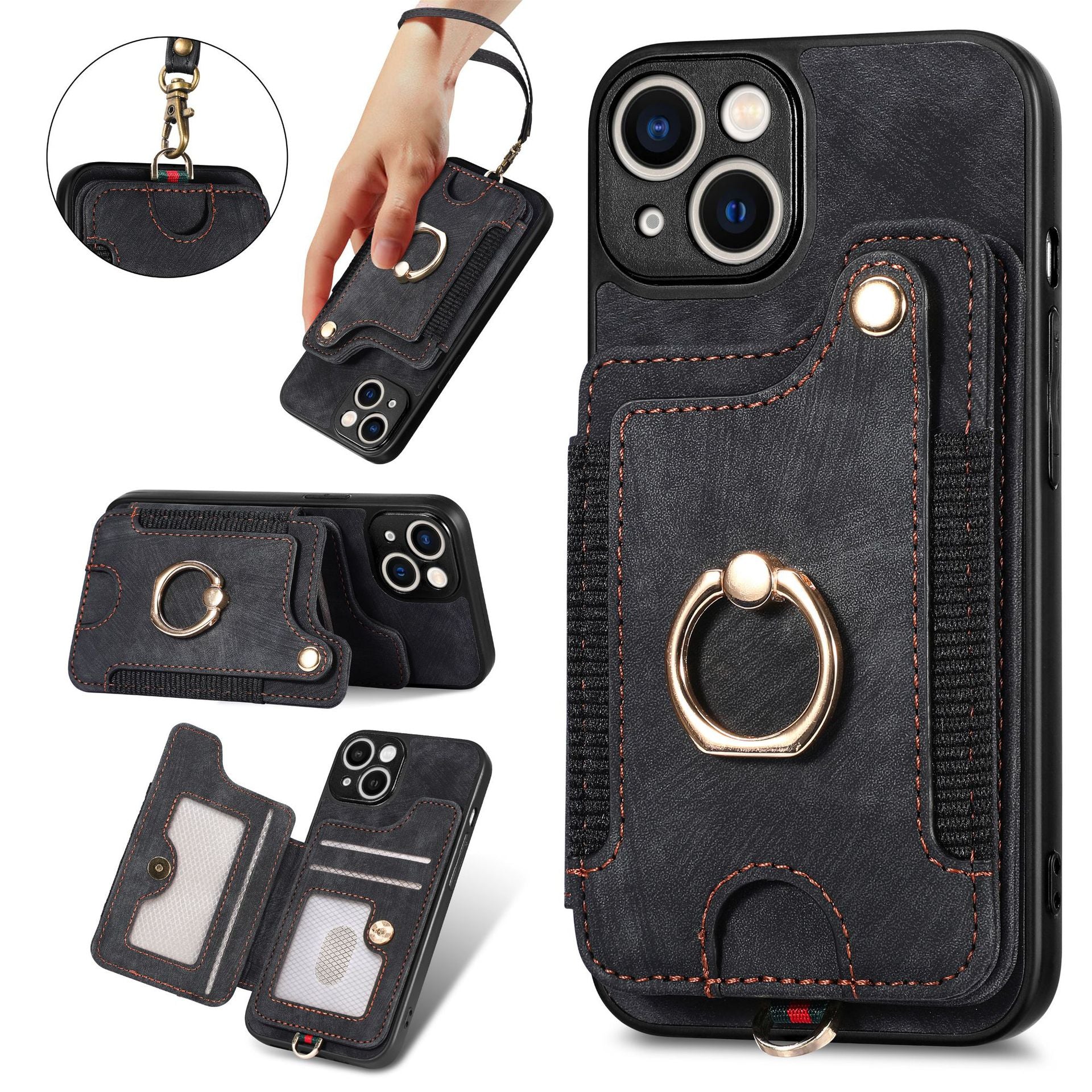 Lanyard Ring Holder Wallet Case for iPhone