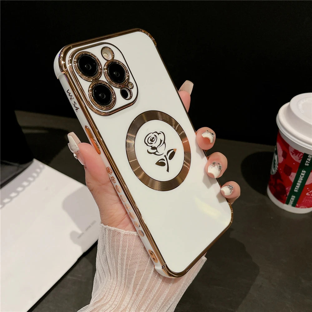 Flowers Plating Soft Case For iPhone